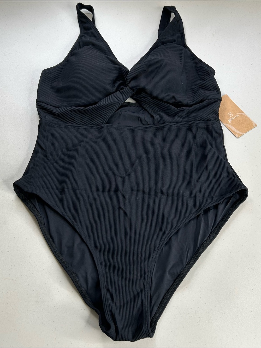 Berlook One Piece Swimsuit Size 16 Black Ribbed Beachwear